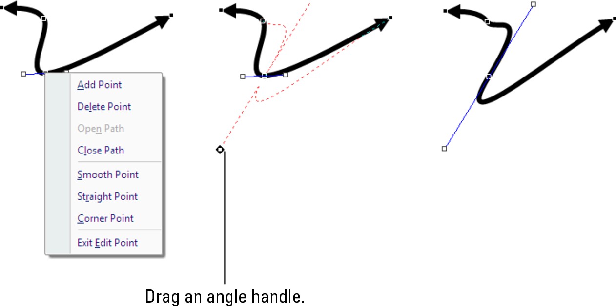 Figure 1-8: Changing the angle of a curve.